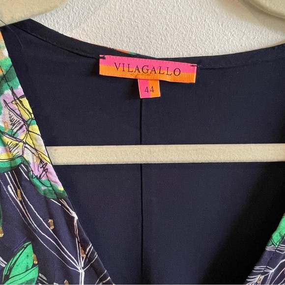 Vilagallo Ruffled Dress size 44 palm leaf design rich colors. Sizing US size 10 - Picture 8 of 9